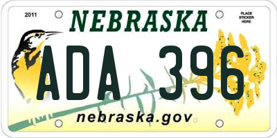 NE license plate ADA396