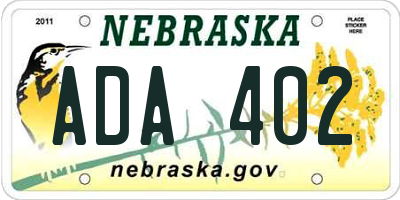 NE license plate ADA402