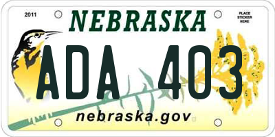 NE license plate ADA403