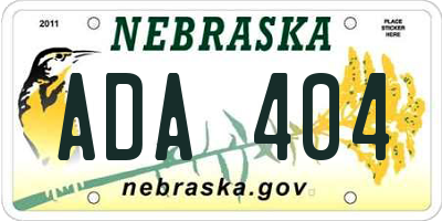 NE license plate ADA404