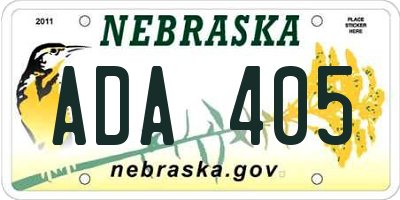 NE license plate ADA405