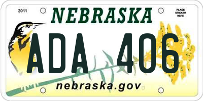 NE license plate ADA406