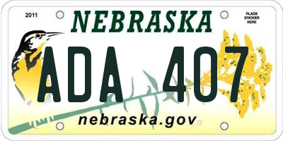 NE license plate ADA407