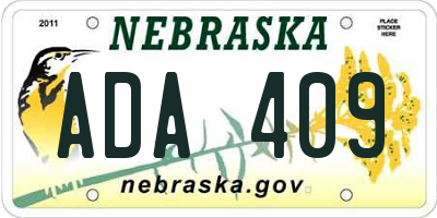 NE license plate ADA409