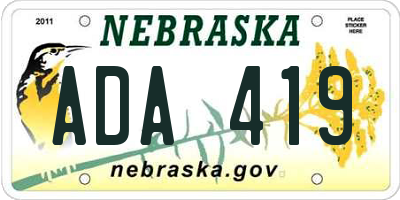 NE license plate ADA419