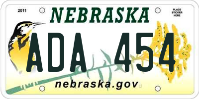 NE license plate ADA454