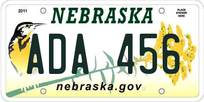 NE license plate ADA456