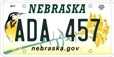 NE license plate ADA457