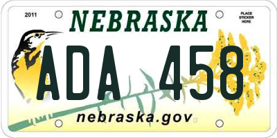 NE license plate ADA458