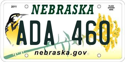 NE license plate ADA460