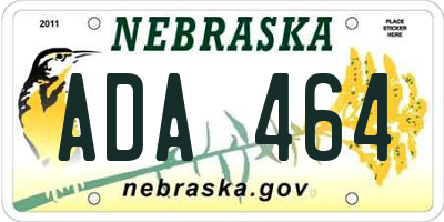 NE license plate ADA464