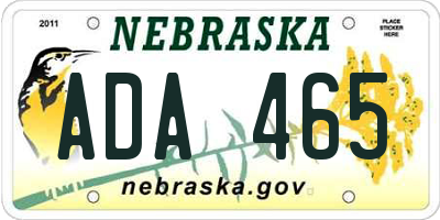 NE license plate ADA465