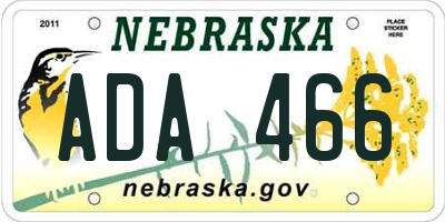 NE license plate ADA466