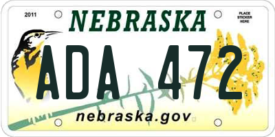 NE license plate ADA472