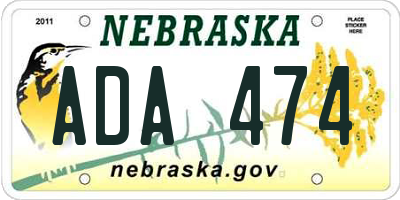 NE license plate ADA474