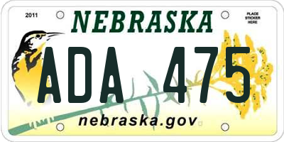 NE license plate ADA475