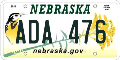 NE license plate ADA476