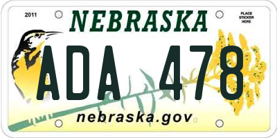 NE license plate ADA478