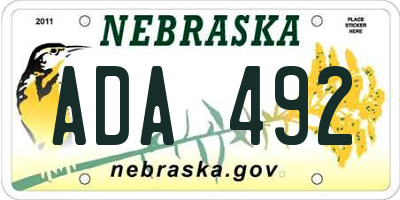 NE license plate ADA492