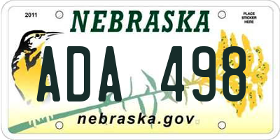 NE license plate ADA498