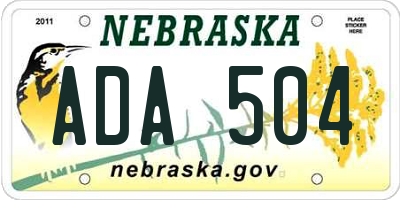 NE license plate ADA504