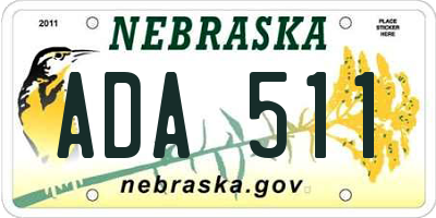 NE license plate ADA511