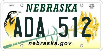 NE license plate ADA512