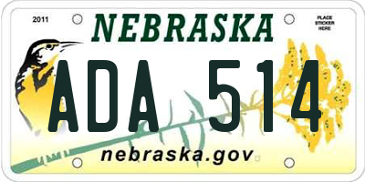 NE license plate ADA514