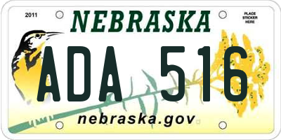 NE license plate ADA516