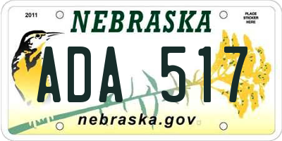 NE license plate ADA517