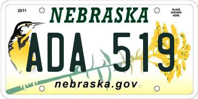 NE license plate ADA519