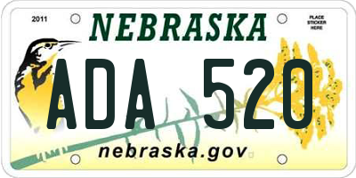 NE license plate ADA520