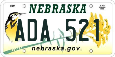 NE license plate ADA521