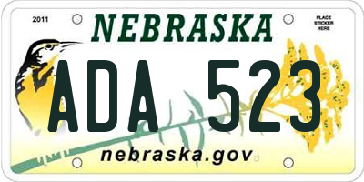 NE license plate ADA523