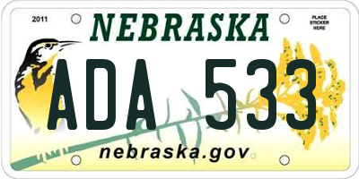 NE license plate ADA533