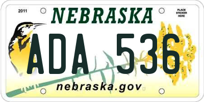 NE license plate ADA536