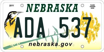 NE license plate ADA537