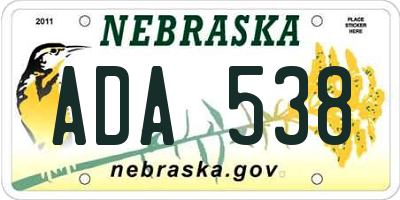 NE license plate ADA538