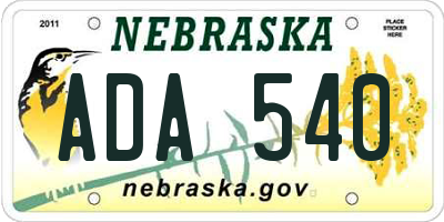 NE license plate ADA540