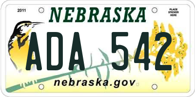 NE license plate ADA542