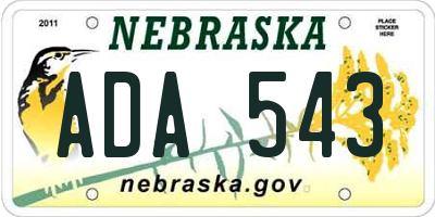 NE license plate ADA543