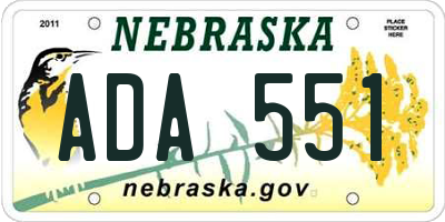 NE license plate ADA551