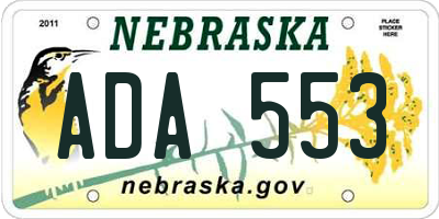 NE license plate ADA553