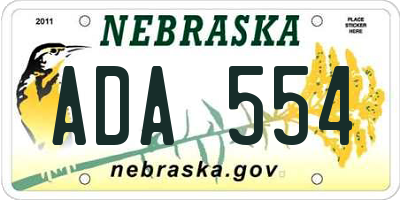 NE license plate ADA554