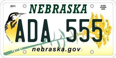 NE license plate ADA555