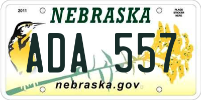 NE license plate ADA557