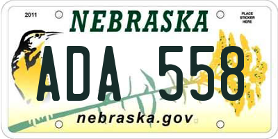 NE license plate ADA558