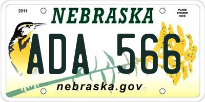 NE license plate ADA566