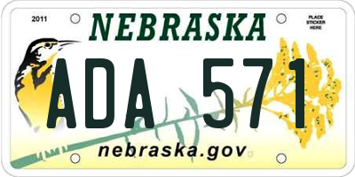 NE license plate ADA571