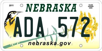 NE license plate ADA572